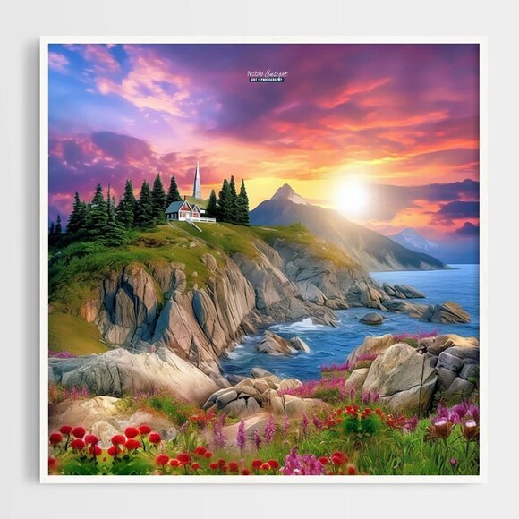 Majestic Gorgeous Landscape Fantasy Art‎ Oil Painting Print - Picture 2 of 6